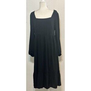NWT AND NOW THIS Women Size XL Black Bishop Sleeve Drop Waist Dress Goth Boho
